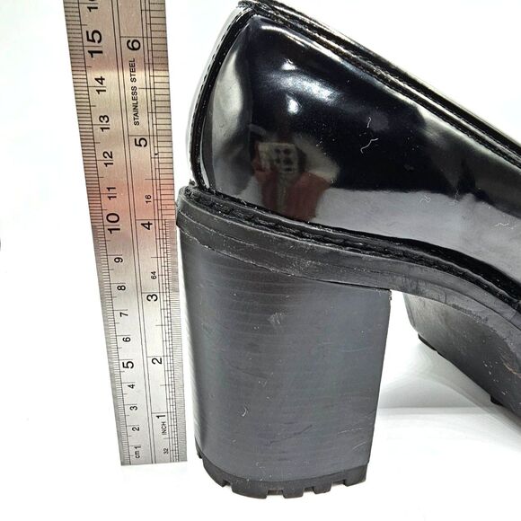 Madden Girl Kassidy Patent Platform Heel Penny Lug Loafers Black Women's 9 - Picture 8 of 11